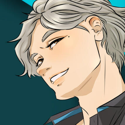 Icon depicting a man with silver hair drawn in an anime-inspired style.